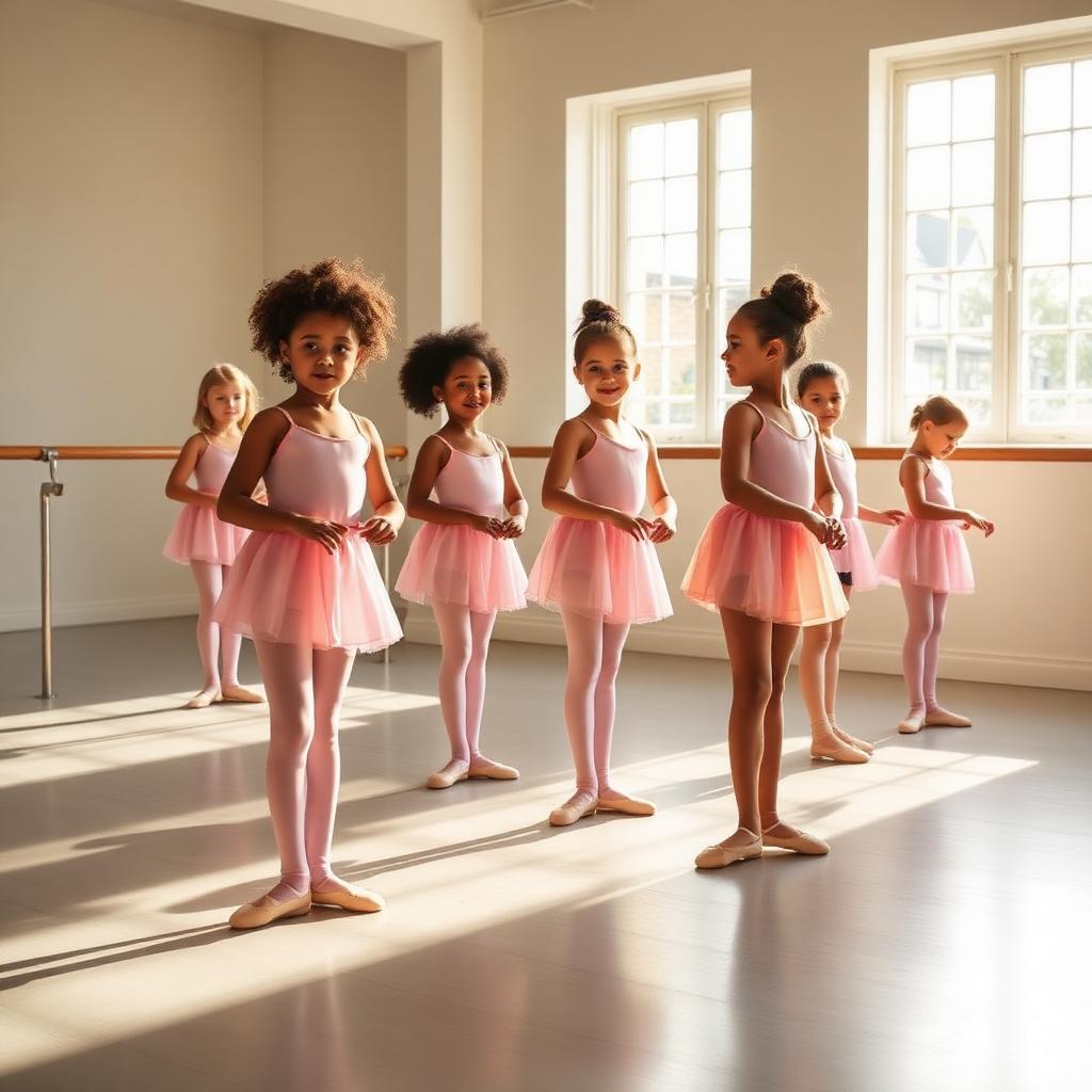 Young ballet students at the barre